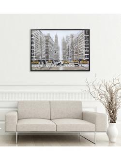 John Lewis Jon Barker 'Dog Walker Day' New York Framed Canvas Print, 70 x 100cm, Grey - view 2, Grey