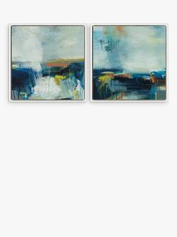 John Lewis Alice Sheridan 'Finding Light & Space' Abstract Framed Canvas Prints, Set of 2, 64 x 64cm, Blue/Multi, Blue