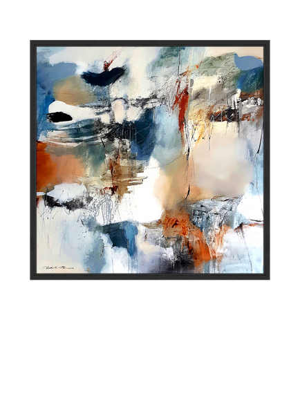 John Lewis Natasha Barnes 'Continuation' Framed Canvas Print, 106 x 106cm, Blue/Multi, Blue/Multi