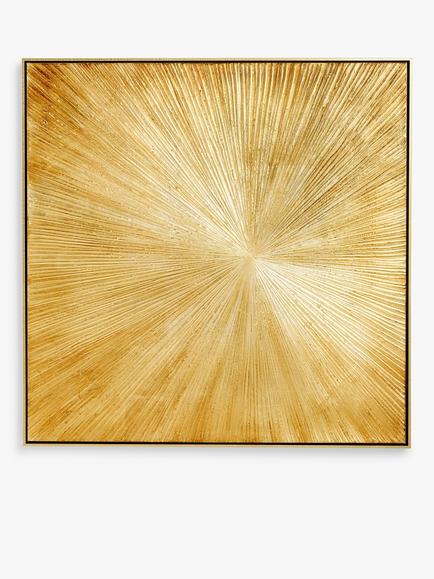John Lewis 'Temptation' Abstract Framed Canvas Print, 100 x 100cm, Gold, Gold