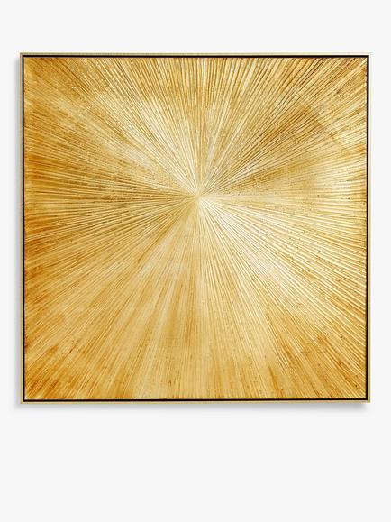 John Lewis 'Temptation' Abstract Framed Canvas Print, 100 x 100cm, Gold - view 2, Gold