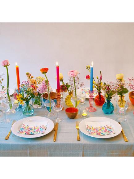 Talking Tables Dinner Candlesticks & Glass Candle Holder, 150g - view 2, Pink/Orange