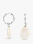 Dower & Hall Dotty Story Keshi Pearl Hoop Earrings, Silver