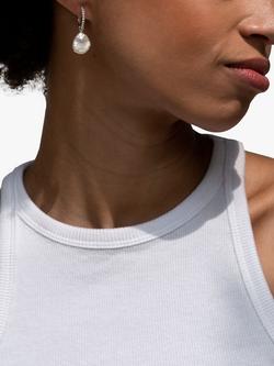 Dower & Hall Dotty Story Keshi Pearl Hoop Earrings, Silver - view 2, Silver Silver