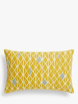John Lewis Diamond Embroidery Cushion, Mustard