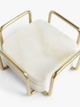 John Lewis Square Marble Coasters & Stainless Steel Stand, Set of 4, White/Gold