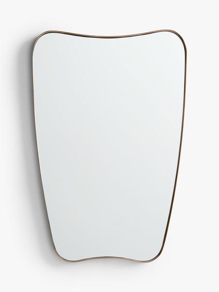 John Lewis Mid-Century Curved Metal Frame Wall Mirror, 96 x 65cm, Antique Brass, Brass