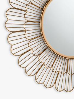 John Lewis Fleur Metal Frame Round Wall Mirror, 81cm, Gold - view 2, Gold