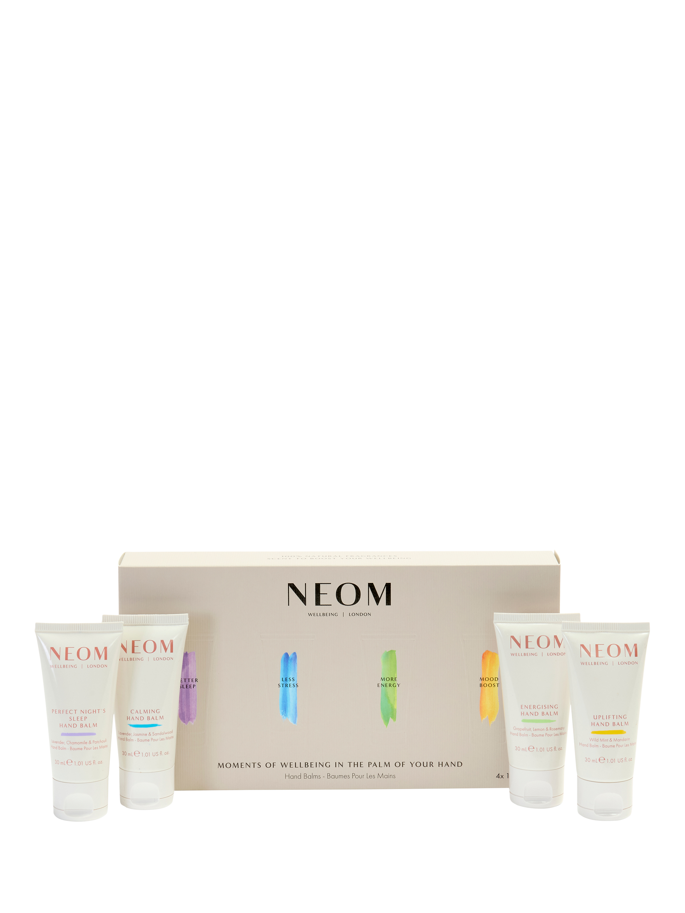 Product image 1 of 7, which shows NEOM Wellbeing London Moments of Wellbeing In The Palm Of Your Hand Bodycare Gift Set