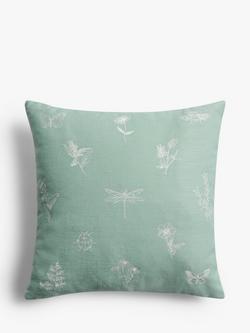 John Lewis Summer Garden Cushion, Duck Egg