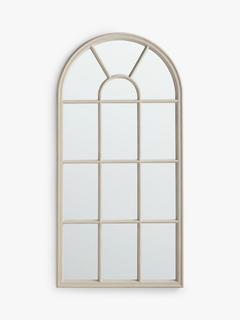 John Lewis Arched Wood Frame Window Wall Mirror, 140 x 70cm, Taupe