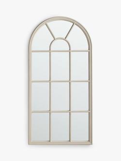 John Lewis Arched Wood Frame Window Wall Mirror, 140 x 70cm, Taupe, Taupe
