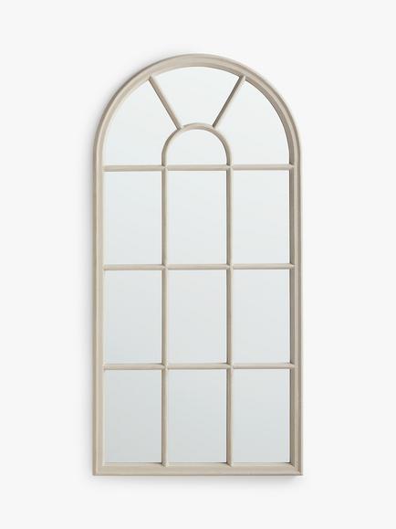 John Lewis Arched Wood Frame Window Wall Mirror, 140 x 70cm, Taupe, Taupe