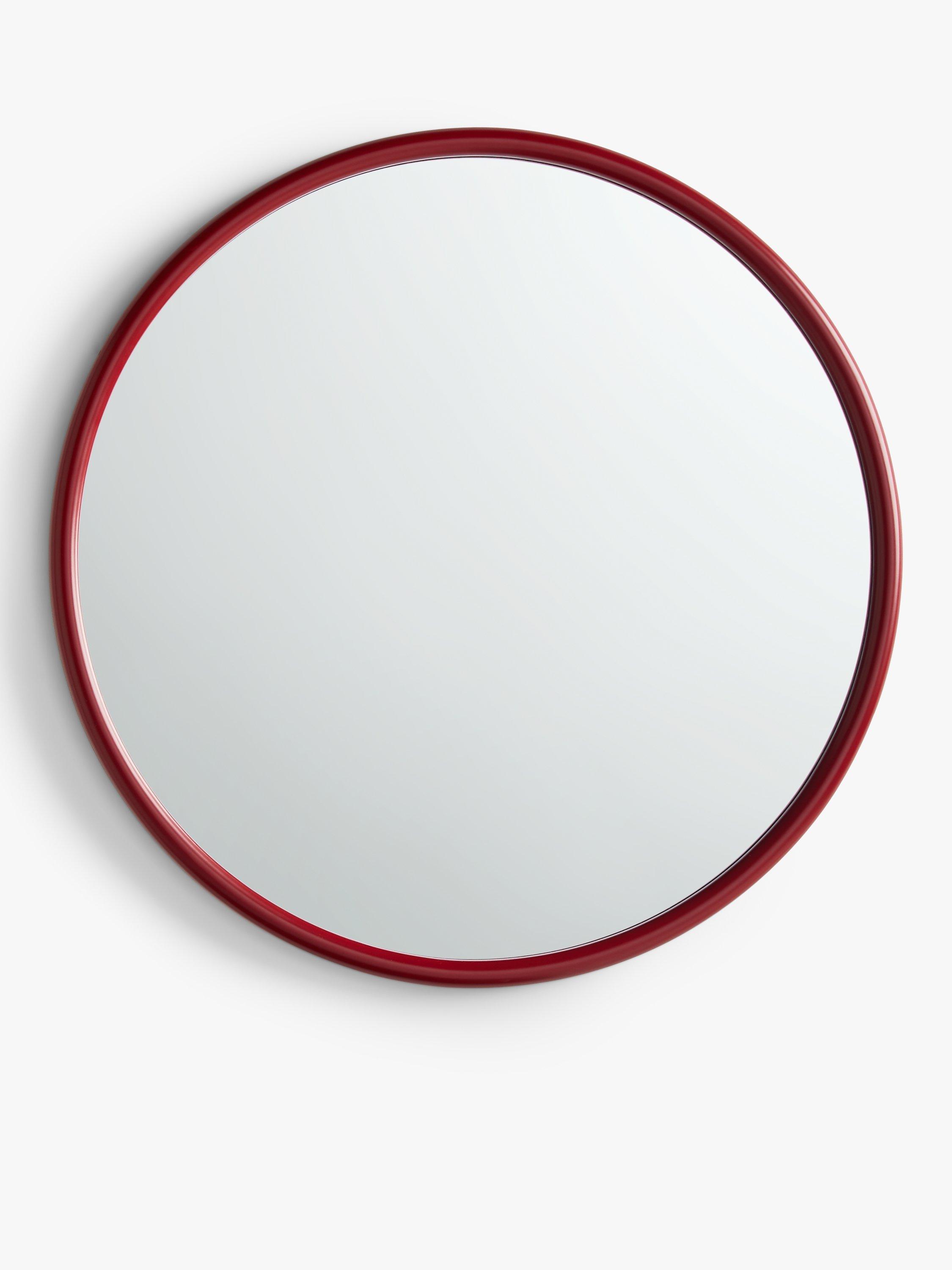 John Lewis Round Wood Frame Wall Mirror, 90cm, Red