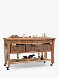 Eddingtons Lambourn 4 Drawer Beech Wood Butcher's Trolley, Natural, Natural