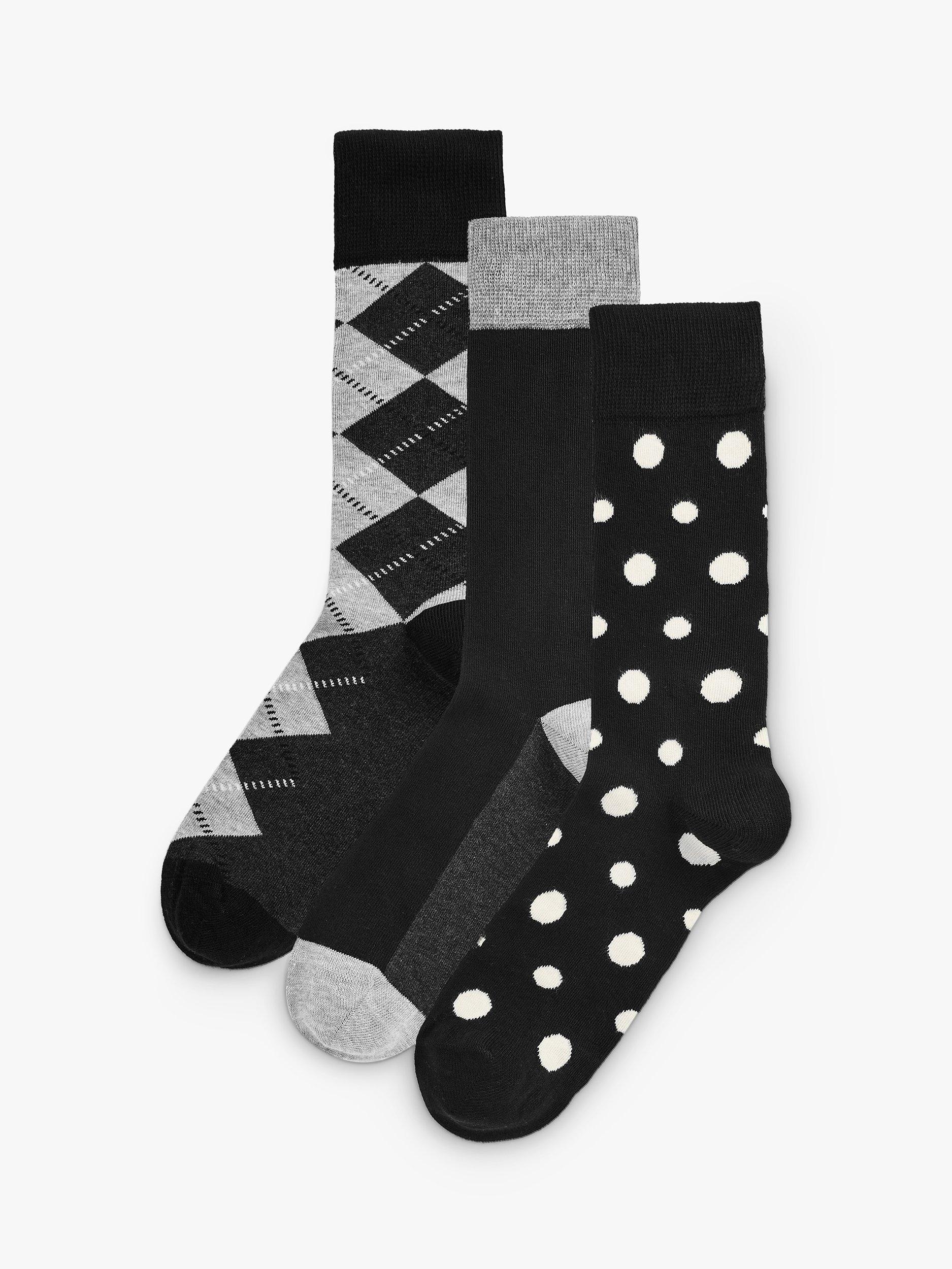 Happy Socks Argyle & Dot Pattern Socks, Pack of 3, One Size
