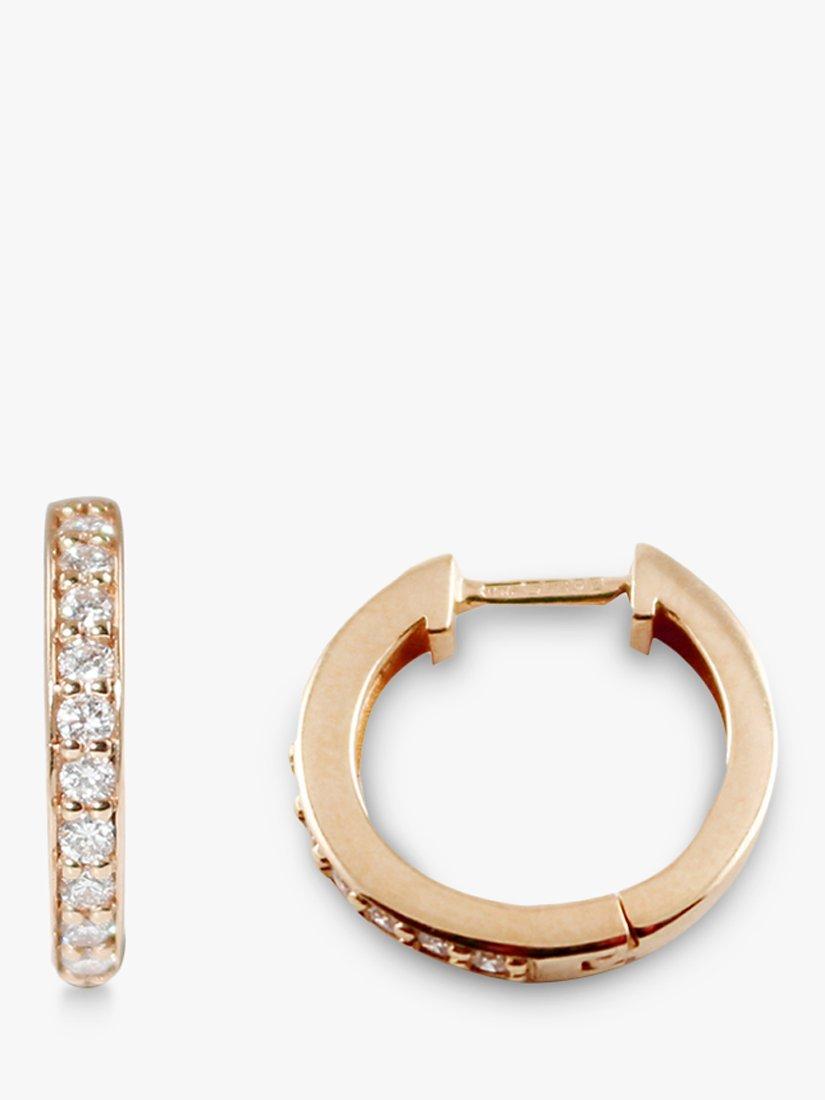 London Road 9ct Gold Diamond Hoop Earrings, Rose Gold