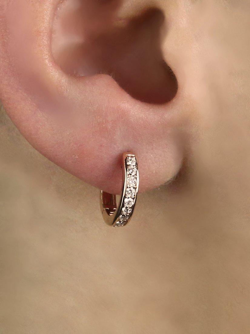 Product image 2 of 3, which shows London Road 9ct Gold Diamond Hoop Earrings, Rose Gold
