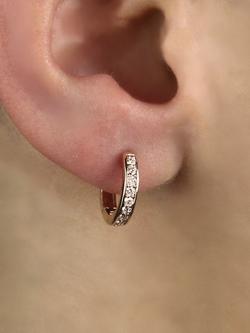 London Road 9ct Gold Diamond Hoop Earrings - view 2, Rose Gold