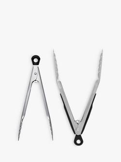 OXO Good Grips Stainless Steel Tongs, Set of 2, Silver/Black, Silver/Black