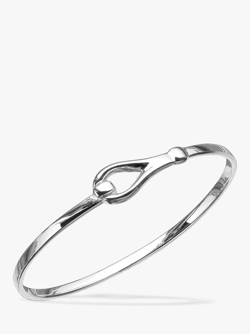 Product image 1 of 3, which shows Nina B Loop Catch Bangle, Silver