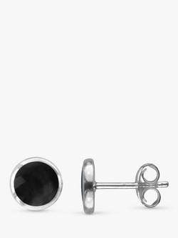 Nina B Unisex Round Imitation Onyx Stud Earrings, Black, Black