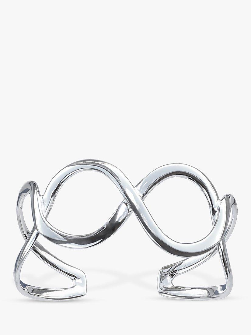 Product image 1 of 6, which shows Nina B Open Loops Sterling Silver Cuff Bangle, Silver