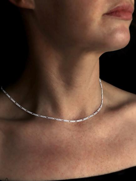 Nina B Slim Figaro Chain, Silver - view 2, Silver