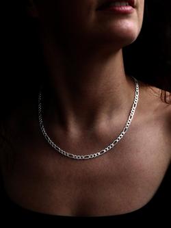 Nina B Unisex Figaro Chain, Silver - view 2, Silver