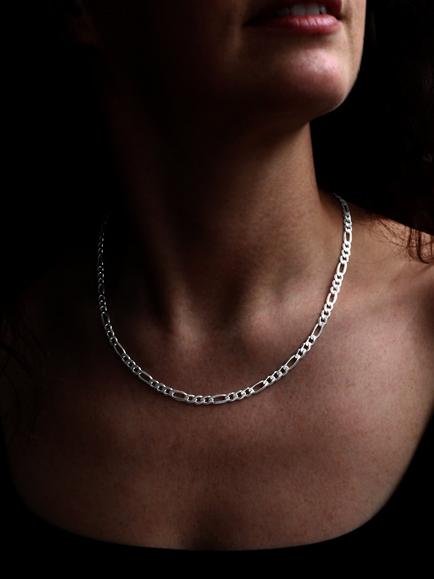 Nina B Unisex Figaro Chain, Silver - view 2, Silver
