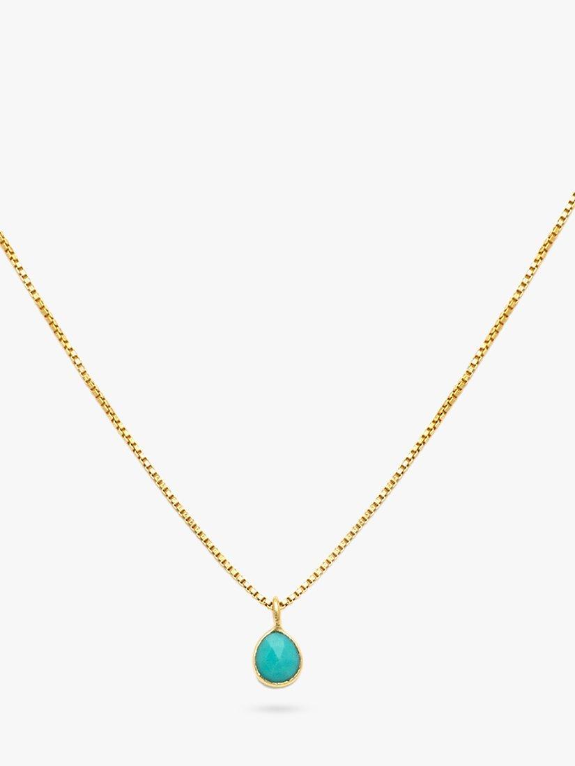 Product image 1 of 4, which shows Leah Alexandra Sofia Turquoise Pendant Necklace, Gold/Blue