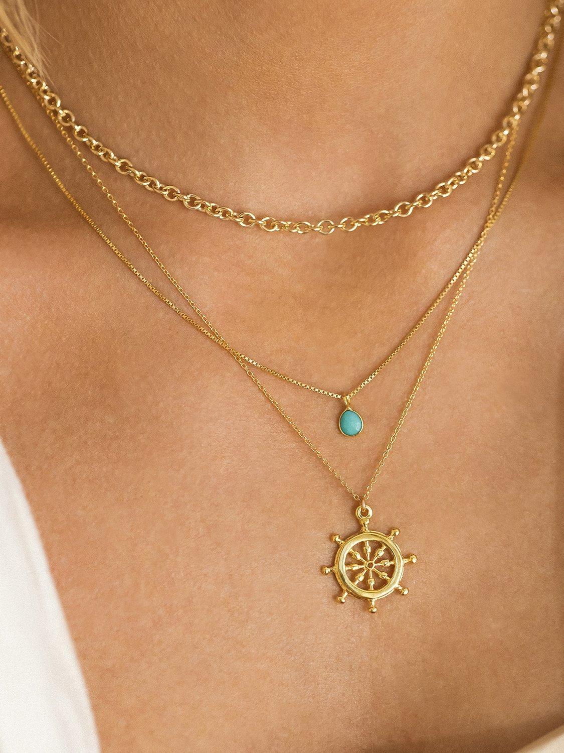 Product image 2 of 4, which shows Leah Alexandra Sofia Turquoise Pendant Necklace, Gold/Blue