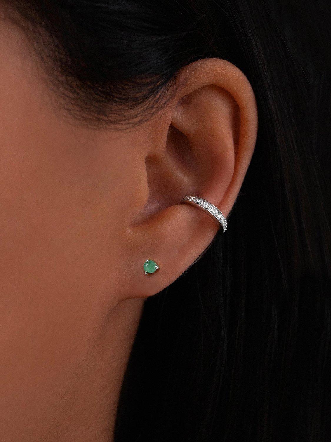 Product image 2 of 2, which shows Leah Alexandra Element Stud Earrings, Emerald