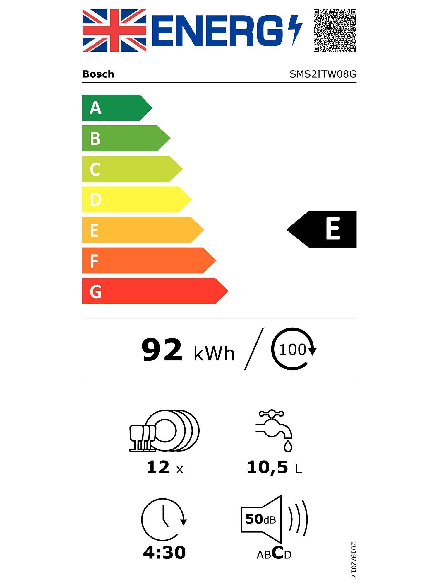 This item is rated E for energy efficiency on a scale from A (most efficient) to G (least efficient).