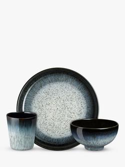 Denby Halo Stoneware Children's Dinner Set, 3 Piece, Black/Multi, Black/Multi