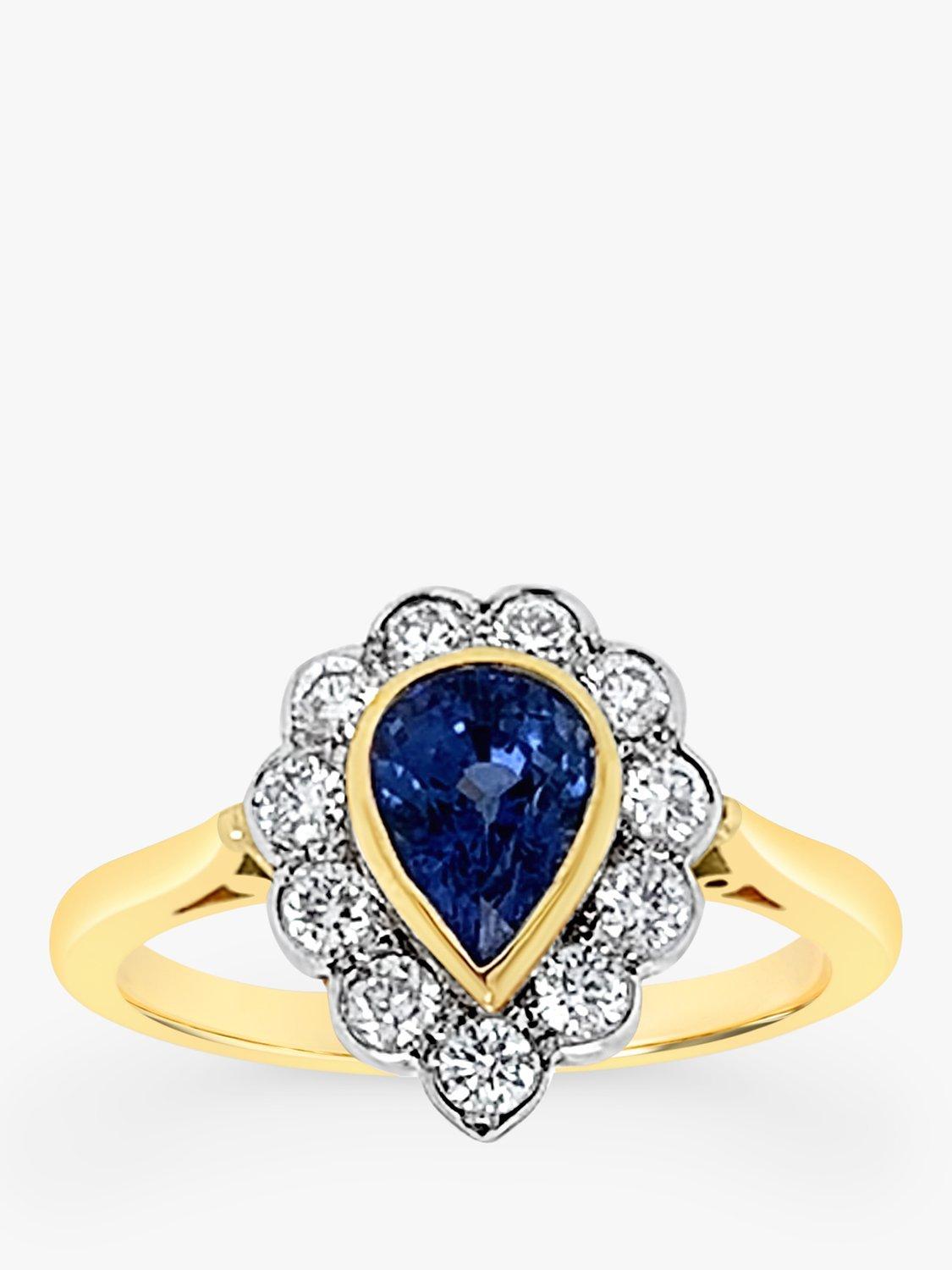 Product image 1 of 5, which shows Milton & Humble Jewellery 18ct White & Yellow Gold  Pre-Loved Sapphire and Diamond Ring
