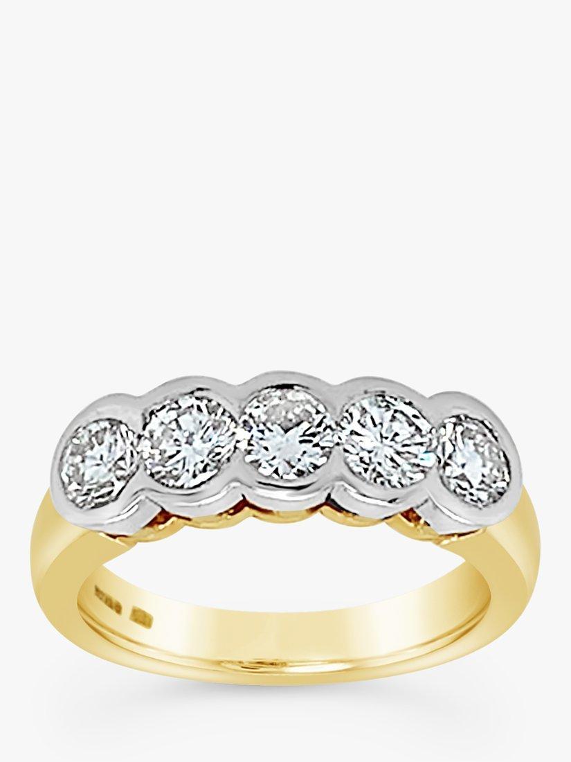 Product image 1 of 5, which shows Milton & Humble Jewellery 18ct Yellow Gold & Platinum Pre-Loved 5 Stone Diamond Ring