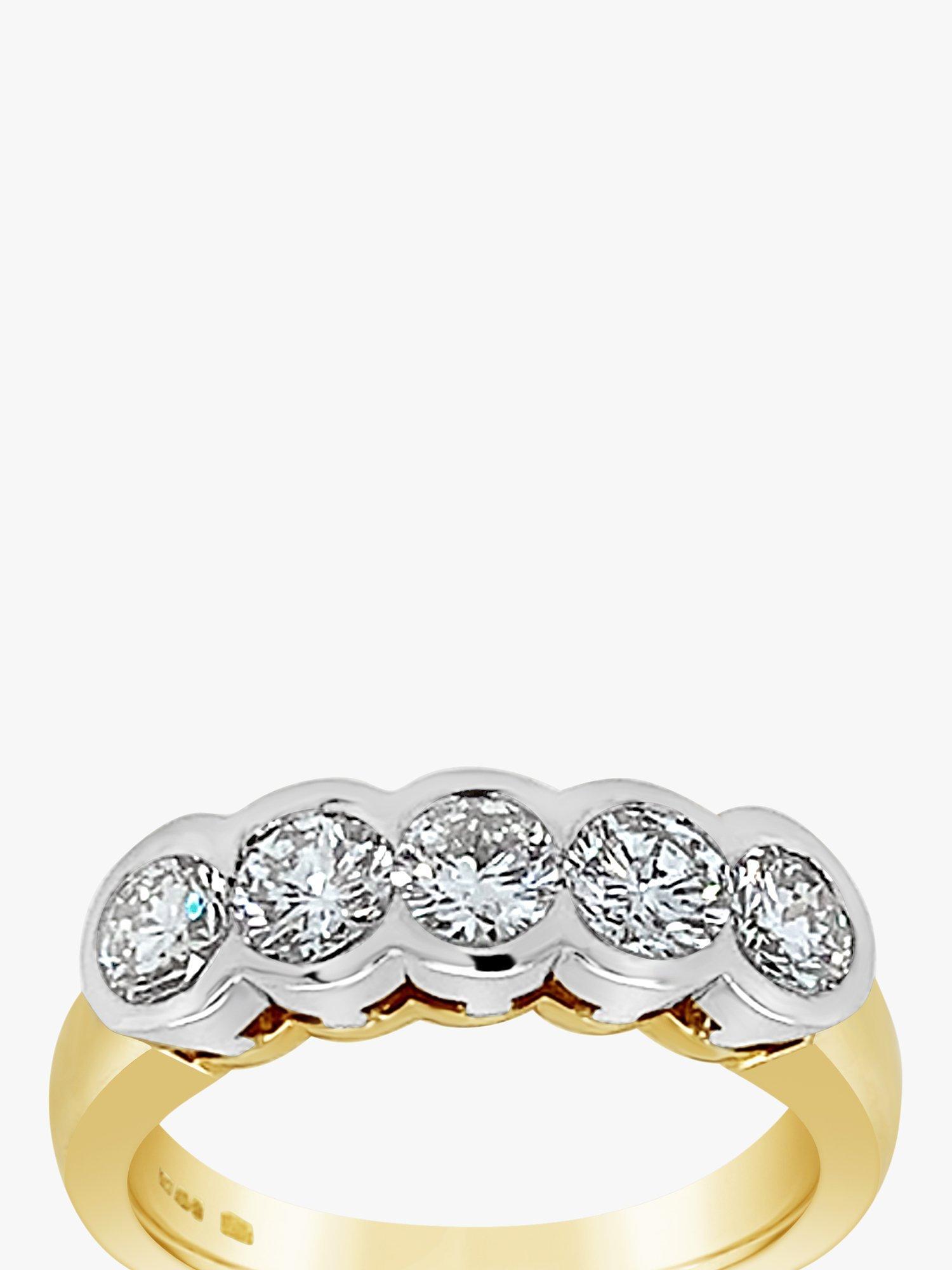 Product image 2 of 5, which shows Milton & Humble Jewellery 18ct Yellow Gold & Platinum Pre-Loved 5 Stone Diamond Ring