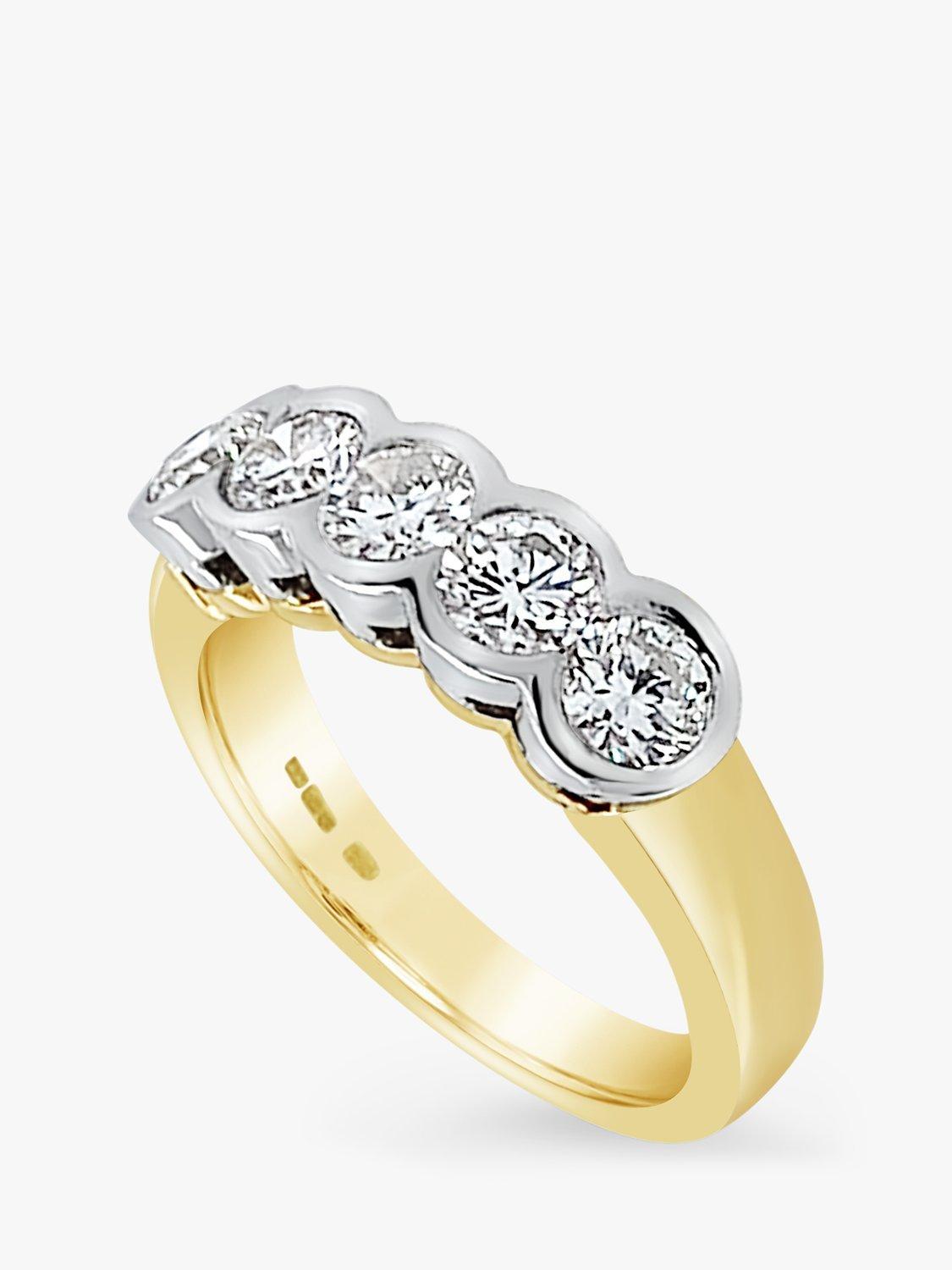 Product image 3 of 5, which shows Milton & Humble Jewellery 18ct Yellow Gold & Platinum Pre-Loved 5 Stone Diamond Ring