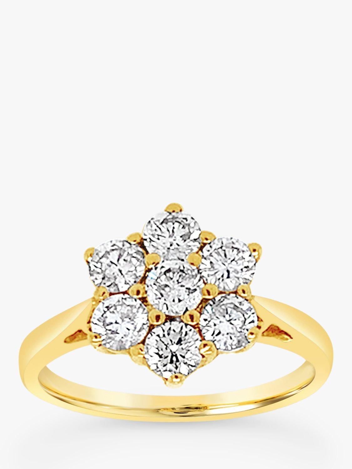 Product image 1 of 5, which shows Milton & Humble Jewellery 18ct Yellow Gold 7 Stone Diamond Pre-Loved Cluster Ring