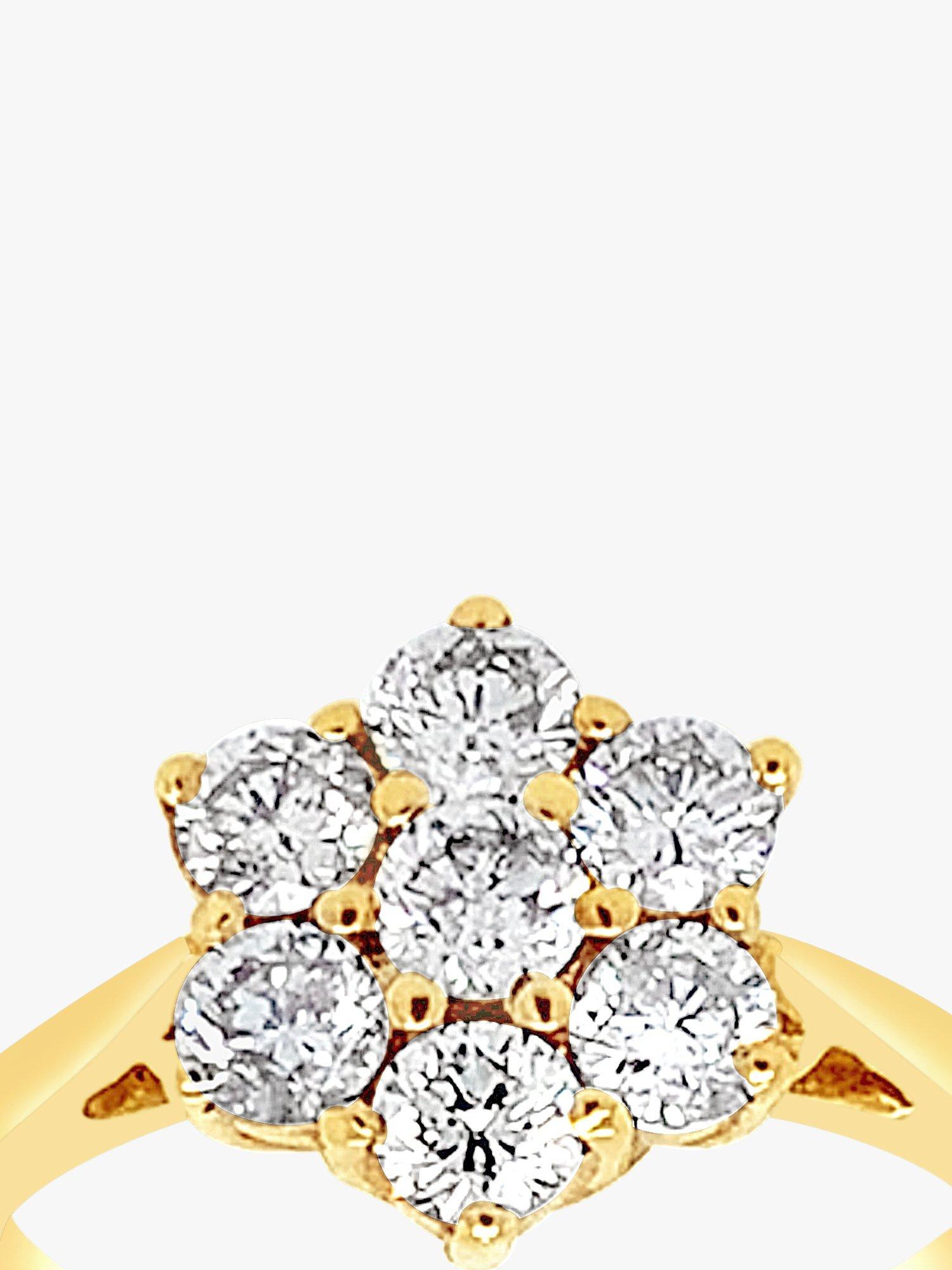 Product image 2 of 5, which shows Milton & Humble Jewellery 18ct Yellow Gold 7 Stone Diamond Pre-Loved Cluster Ring
