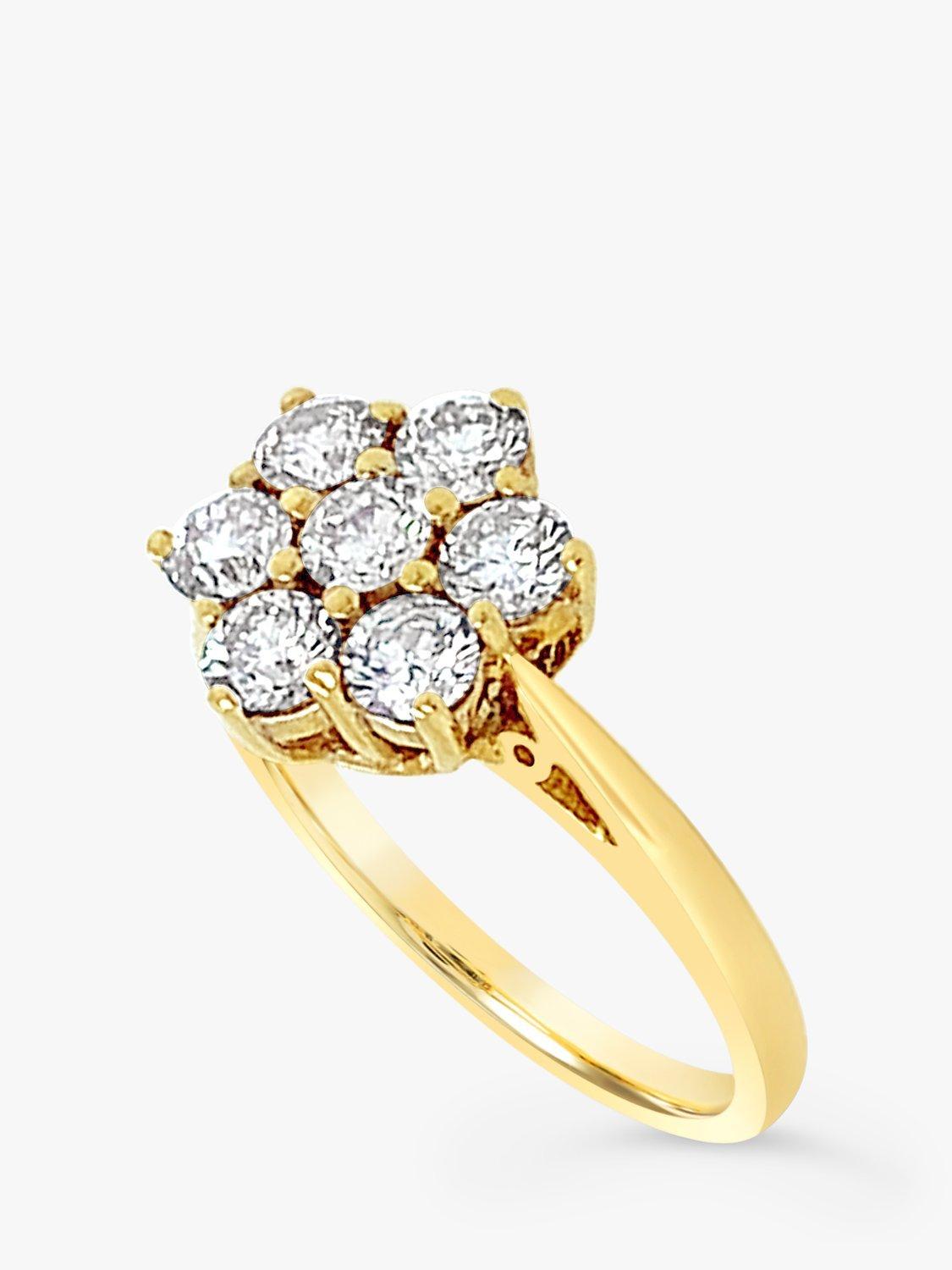Product image 3 of 5, which shows Milton & Humble Jewellery 18ct Yellow Gold 7 Stone Diamond Pre-Loved Cluster Ring