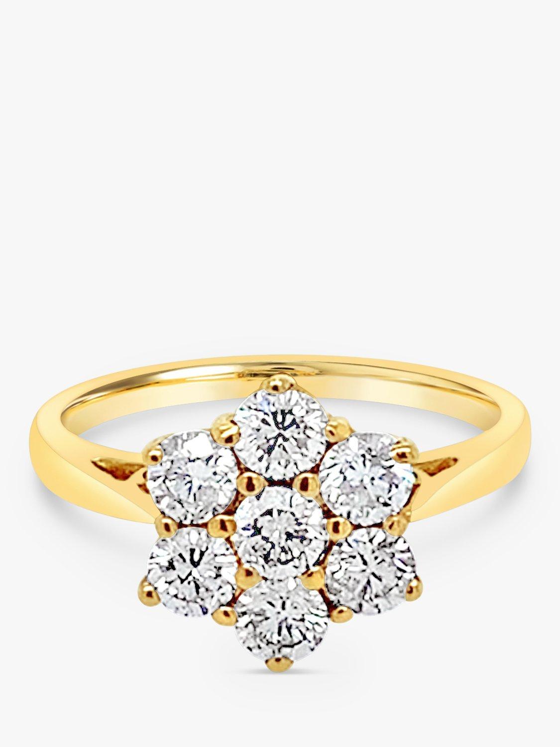 Product image 4 of 5, which shows Milton & Humble Jewellery 18ct Yellow Gold 7 Stone Diamond Pre-Loved Cluster Ring