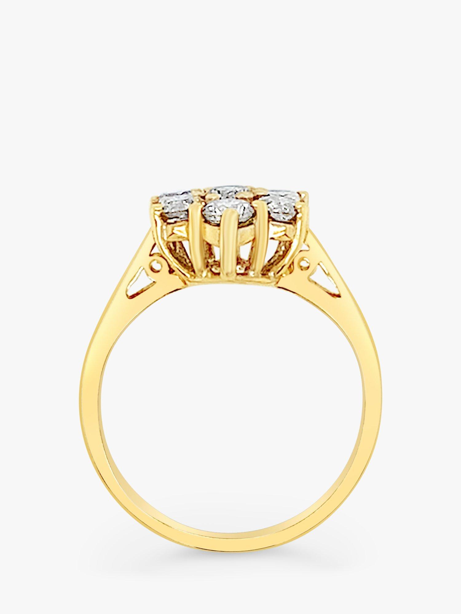 Product image 5 of 5, which shows Milton & Humble Jewellery 18ct Yellow Gold 7 Stone Diamond Pre-Loved Cluster Ring