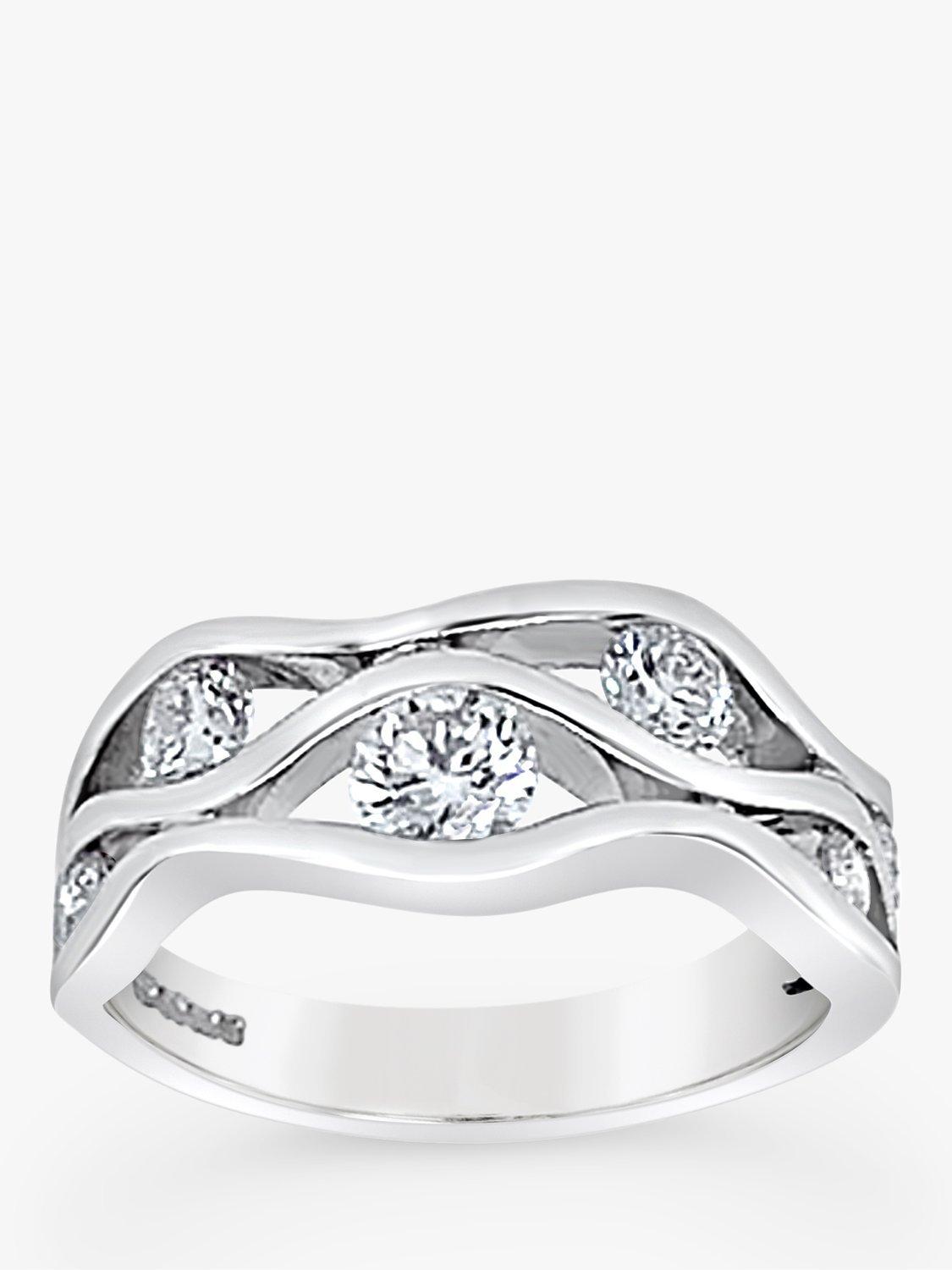 Product image 1 of 5, which shows Milton & Humble Jewellery 18ct White Gold Pre-Loved Diamond Wave Band Ring