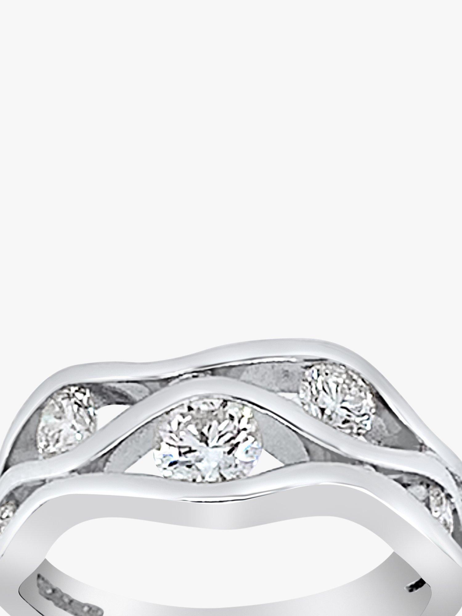 Product image 2 of 5, which shows Milton & Humble Jewellery 18ct White Gold Pre-Loved Diamond Wave Band Ring