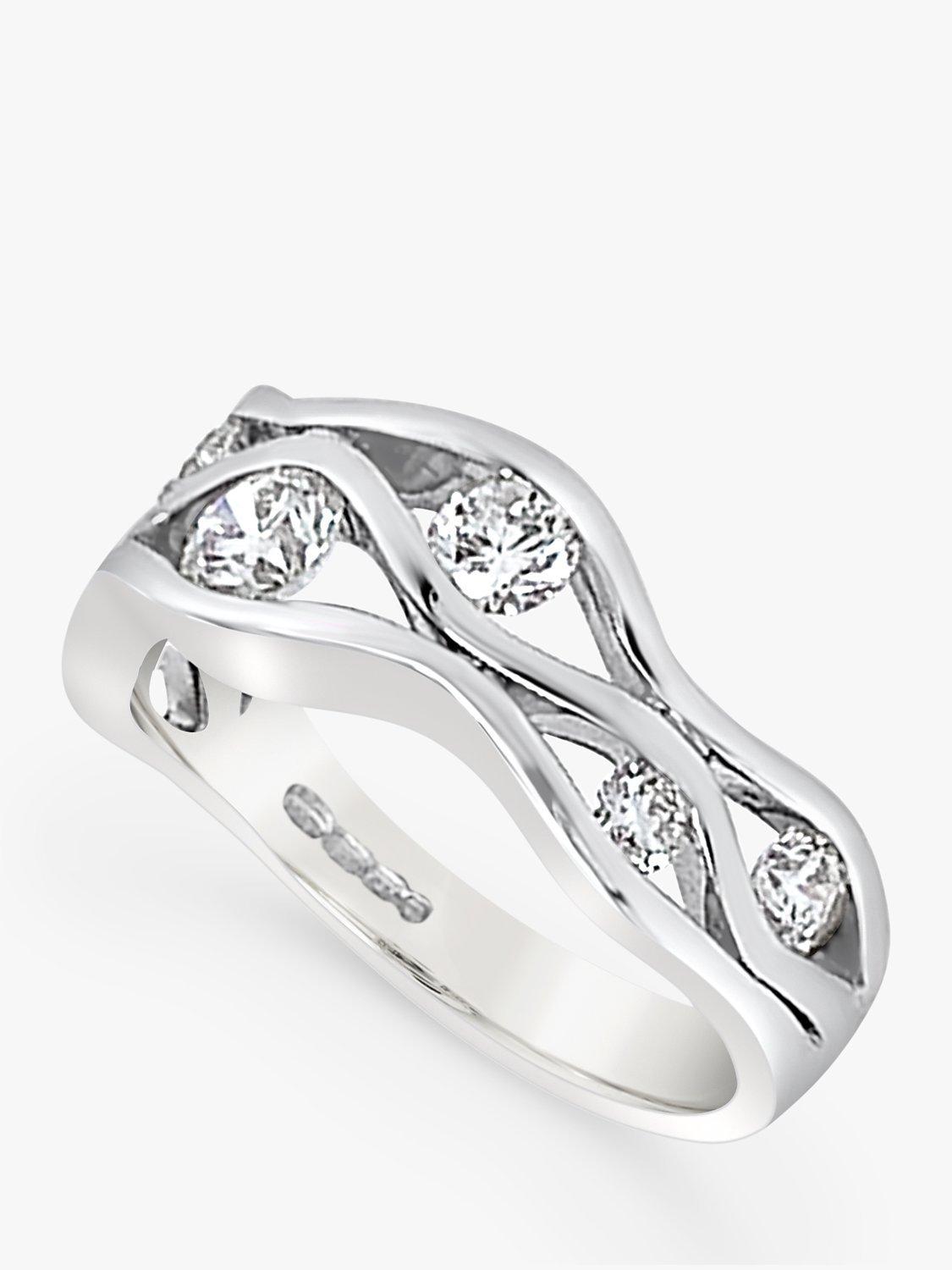 Product image 3 of 5, which shows Milton & Humble Jewellery 18ct White Gold Pre-Loved Diamond Wave Band Ring