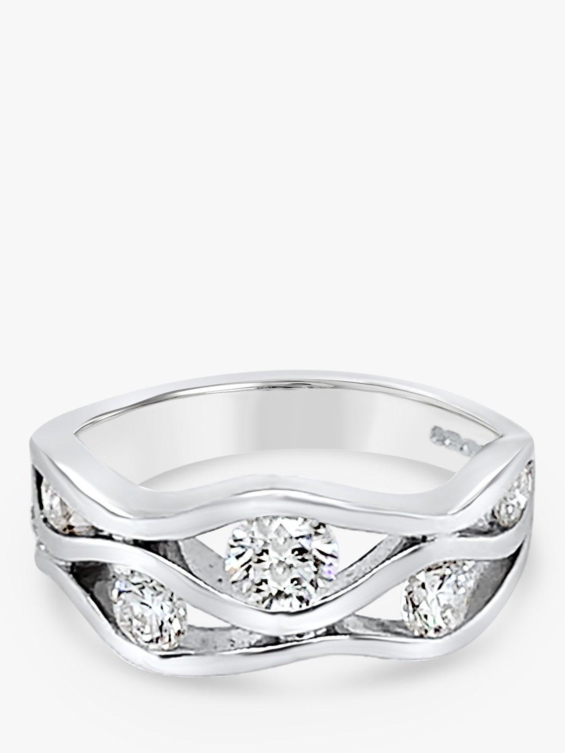 Product image 4 of 5, which shows Milton & Humble Jewellery 18ct White Gold Pre-Loved Diamond Wave Band Ring