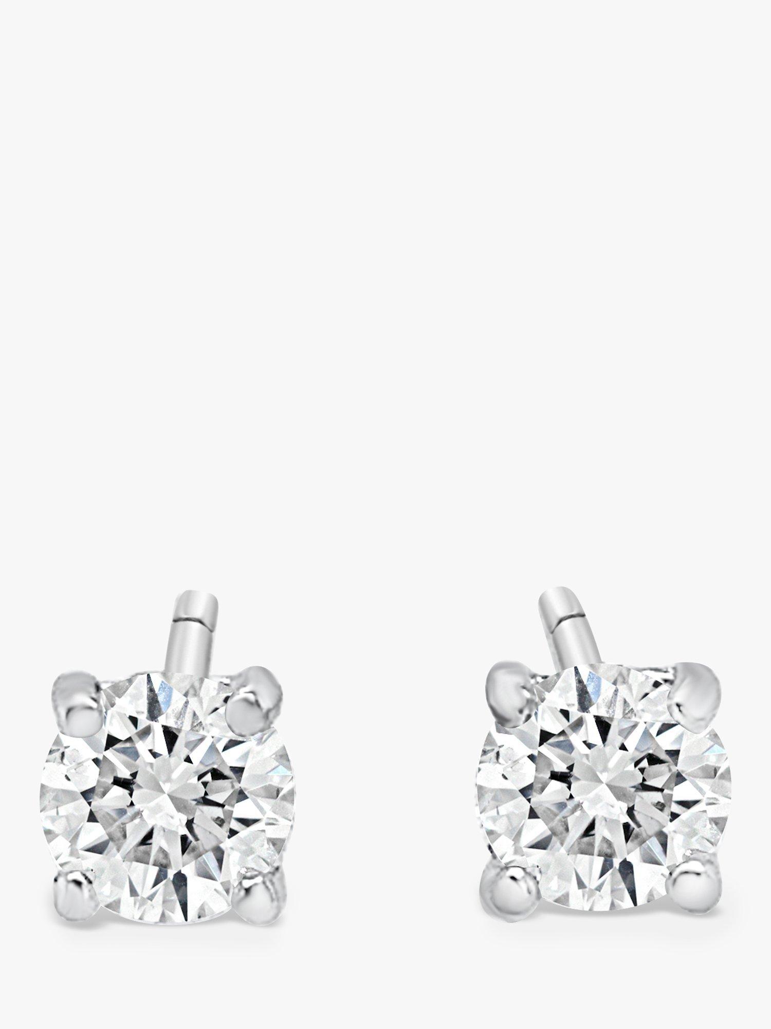 Milton & Humble Jewellery 18ct White Gold Pre-Loved Single Stone Diamond Stud Earrings
