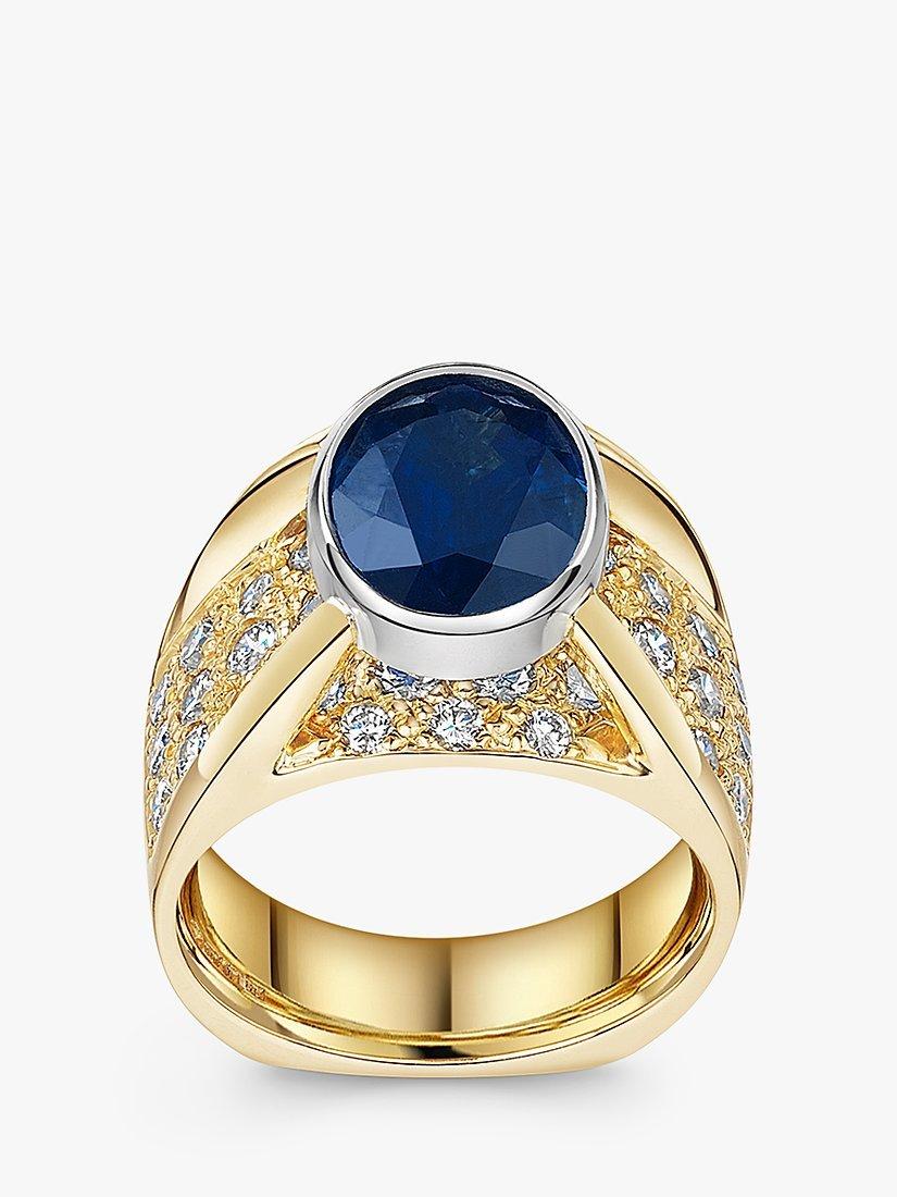 Product image 1 of 7, which shows Milton & Humble Jewellery 14ct Gold & Platinum Pre-Loved Sapphire & Diamond Ring